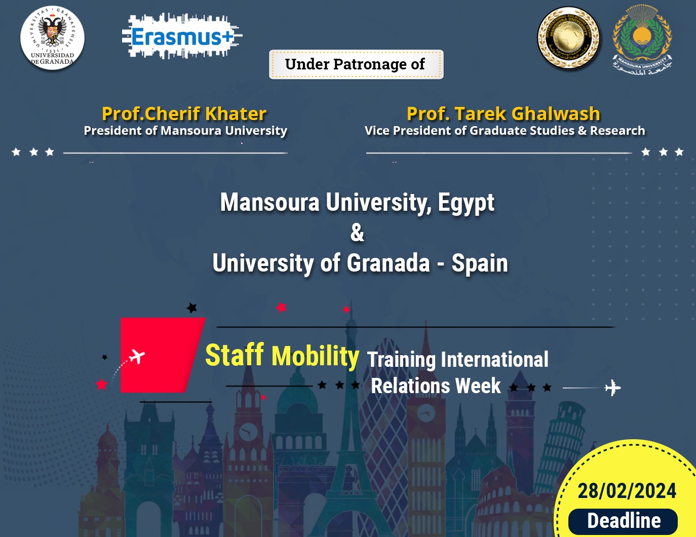 Mansoura University announces Staff Training Mobility to  University of Granada